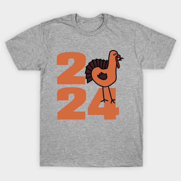 Cute Turkey Thanksgiving 2024 T-Shirt by ellenhenryart